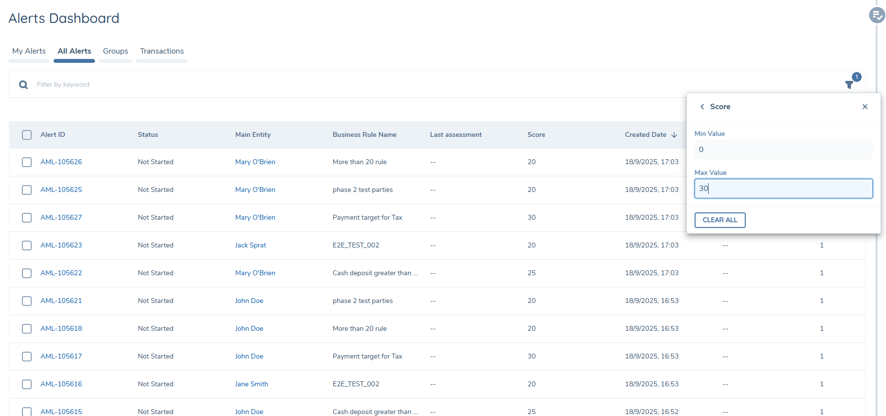 FilterAlertDashboard