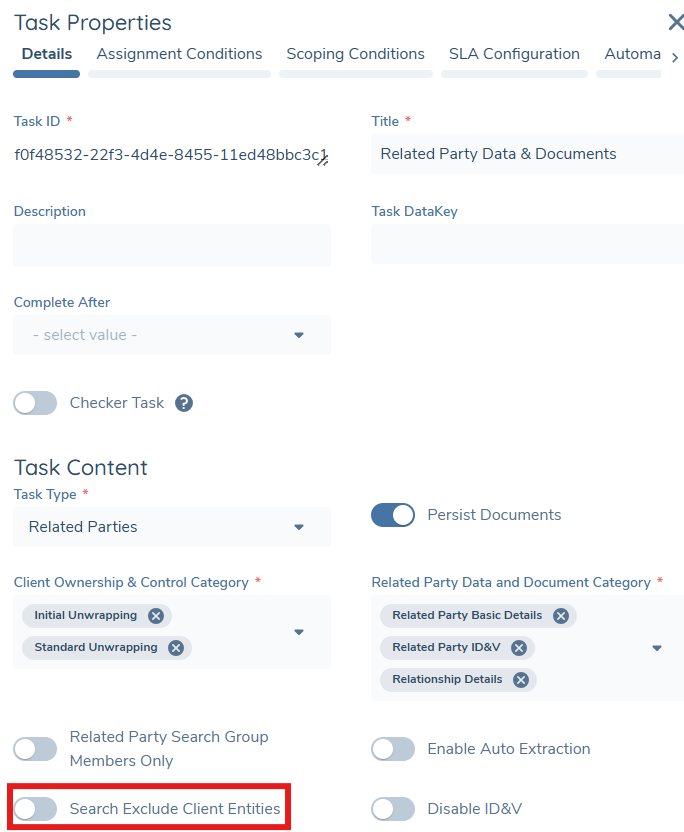 Search Exclude Client Entities