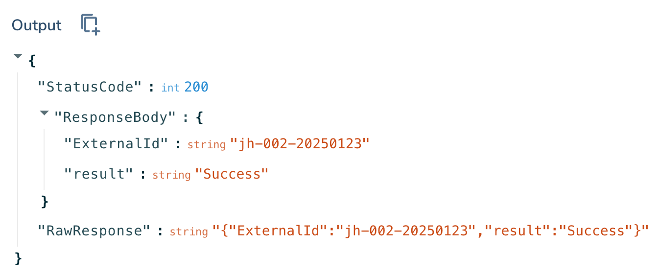 HTTPInvoker Output (via Step Log Details)