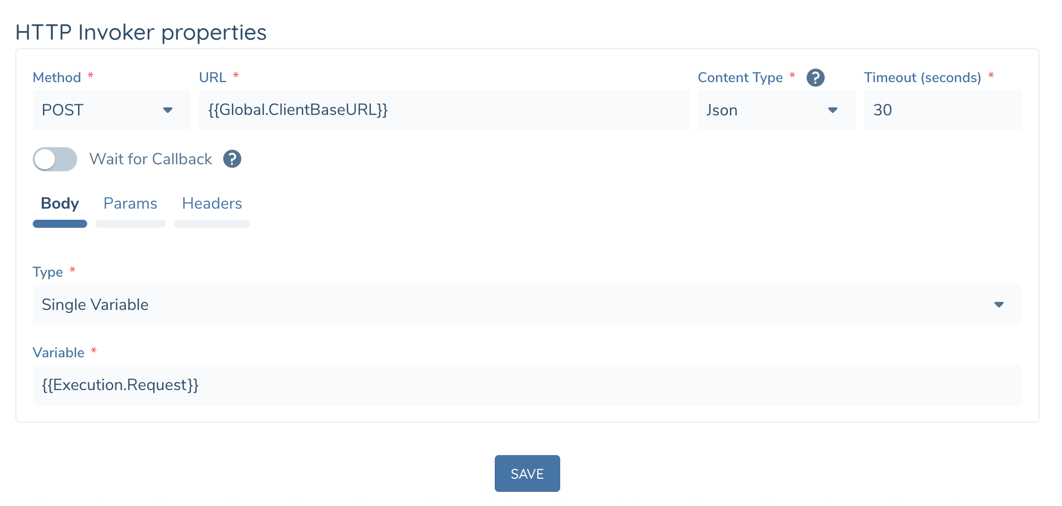 HTTP Invoker Task Options