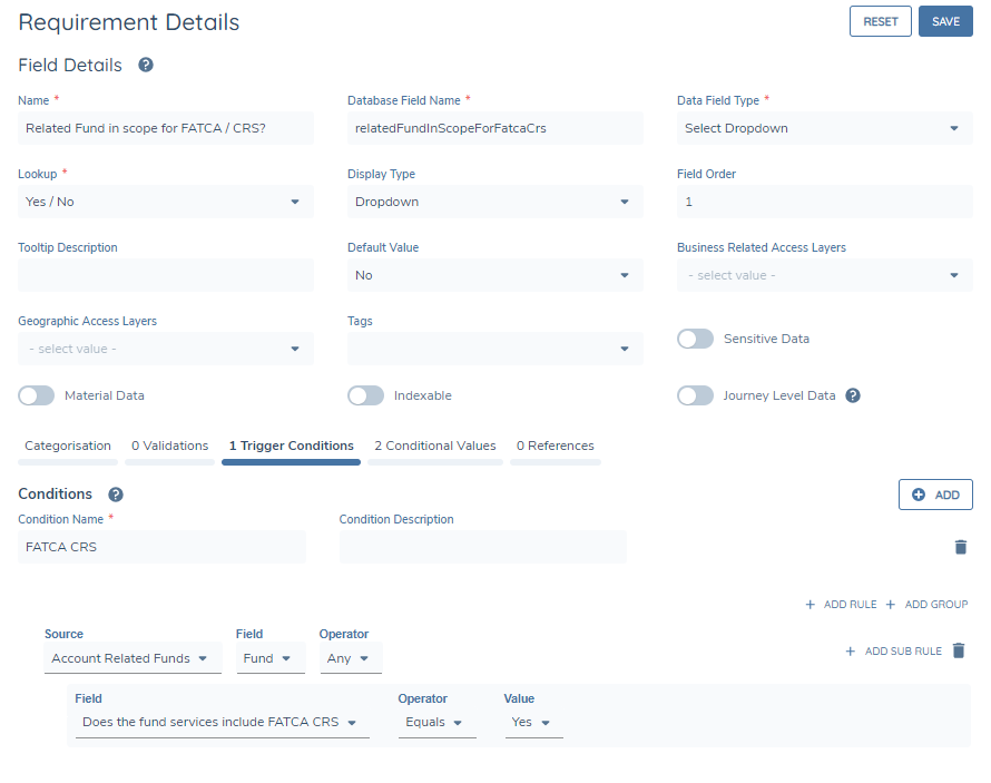 Account Related Fund Trigger Condition