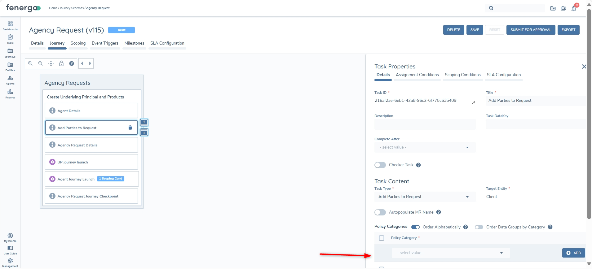 Add Parties: reference data categories configuration