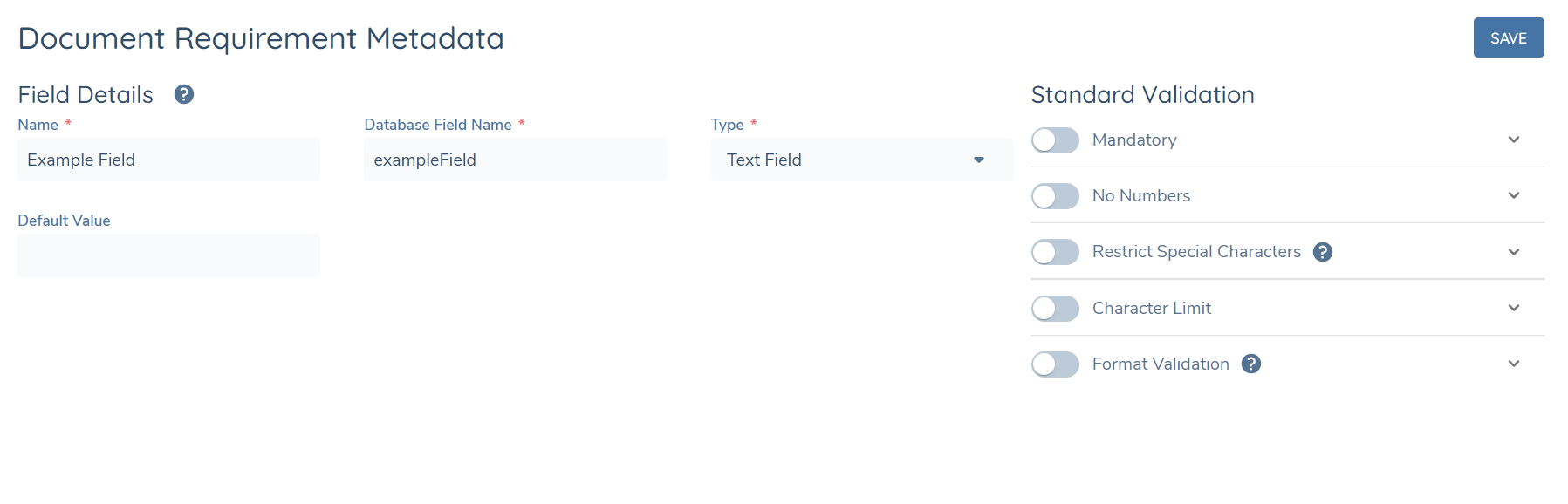 Doc Requirement Metadata Field Add