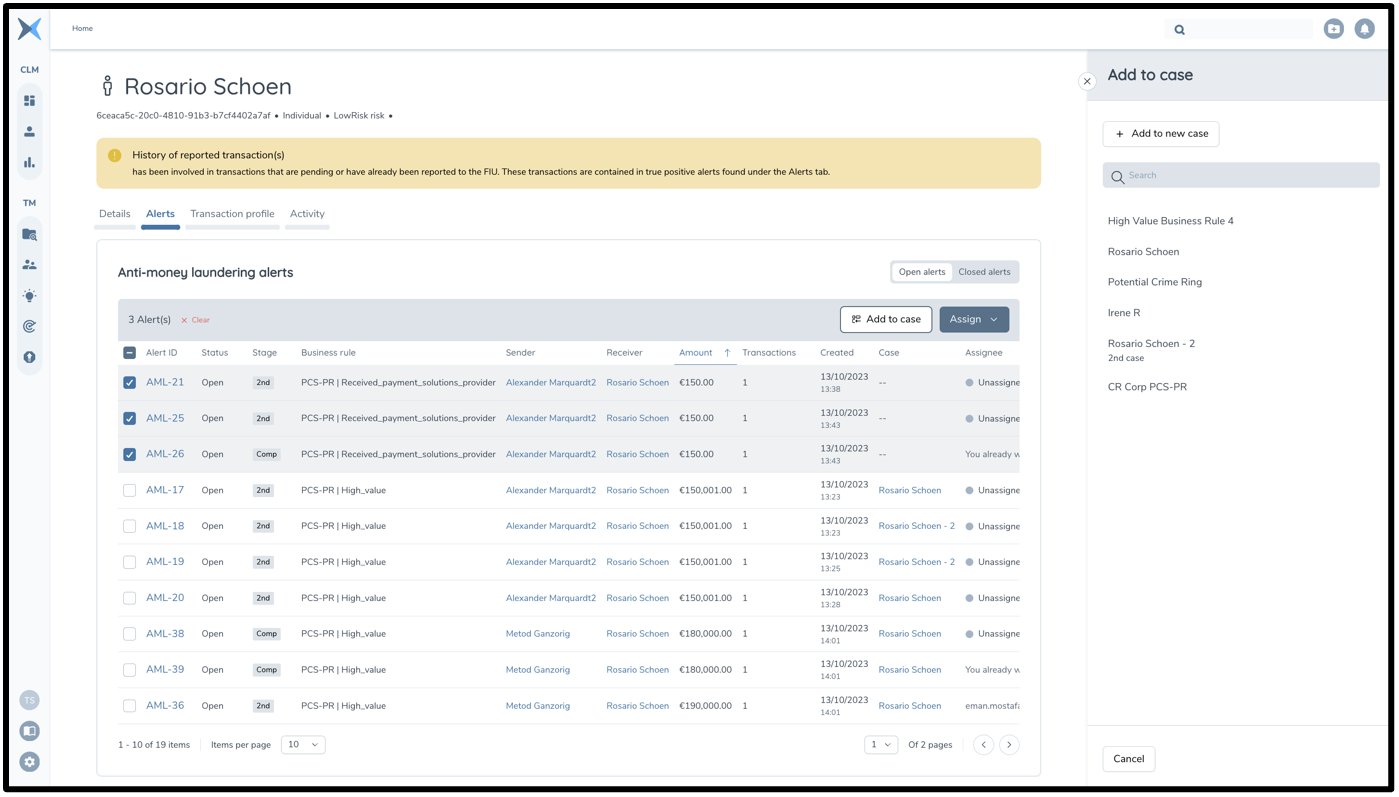 Add to case entity list