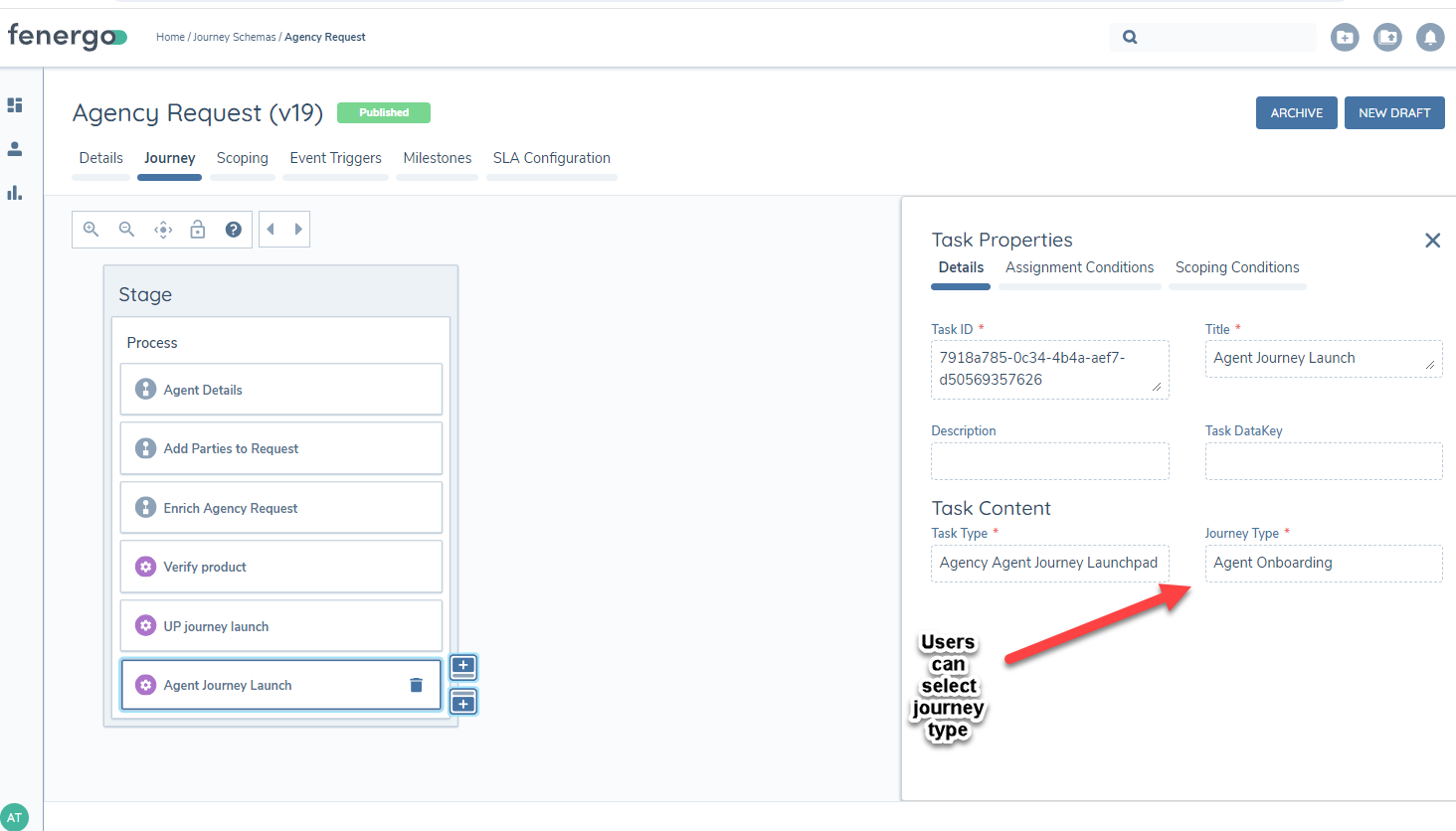 Agency Agent Journey Launchpad task configuration