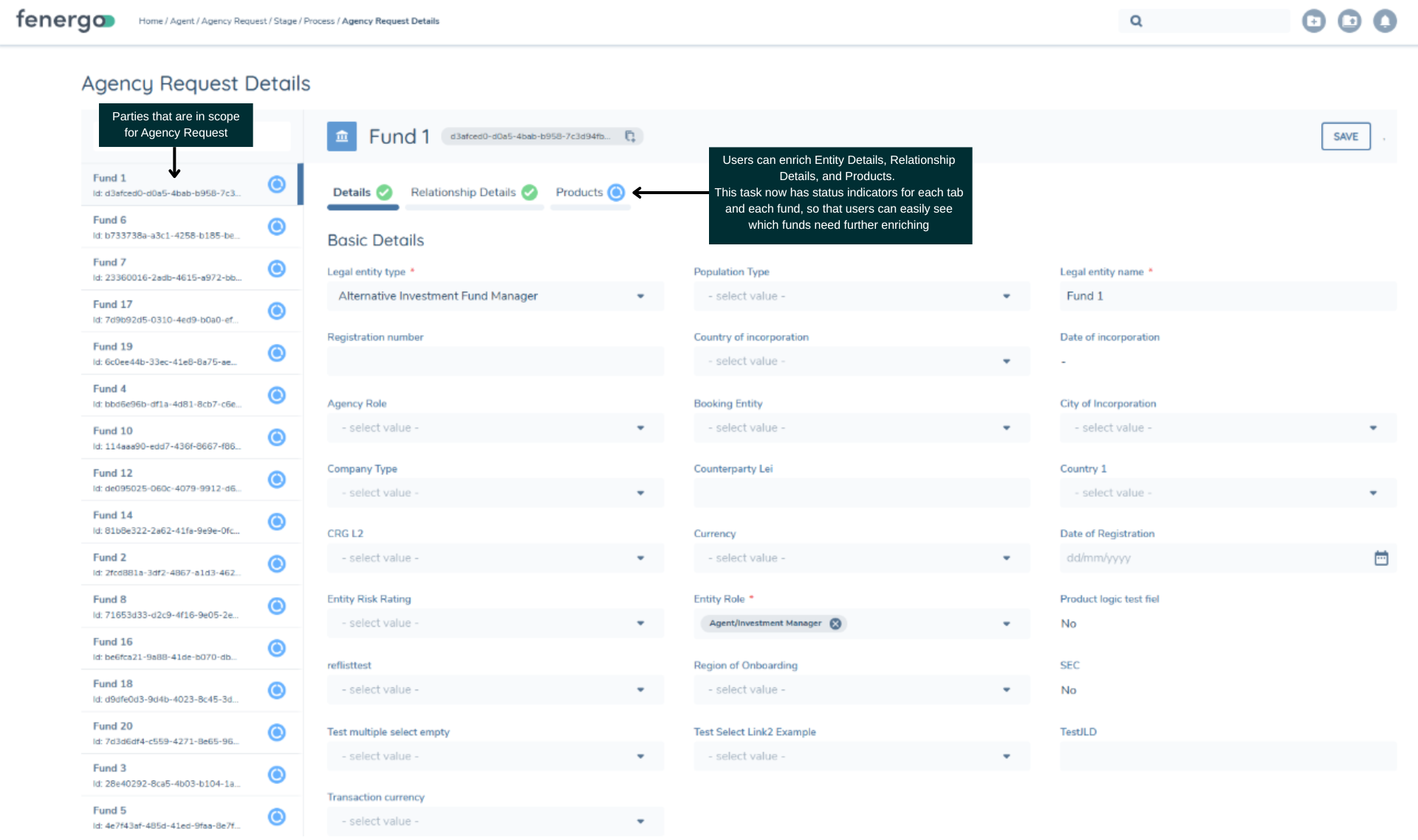 Agency Request Details - reference data categories display