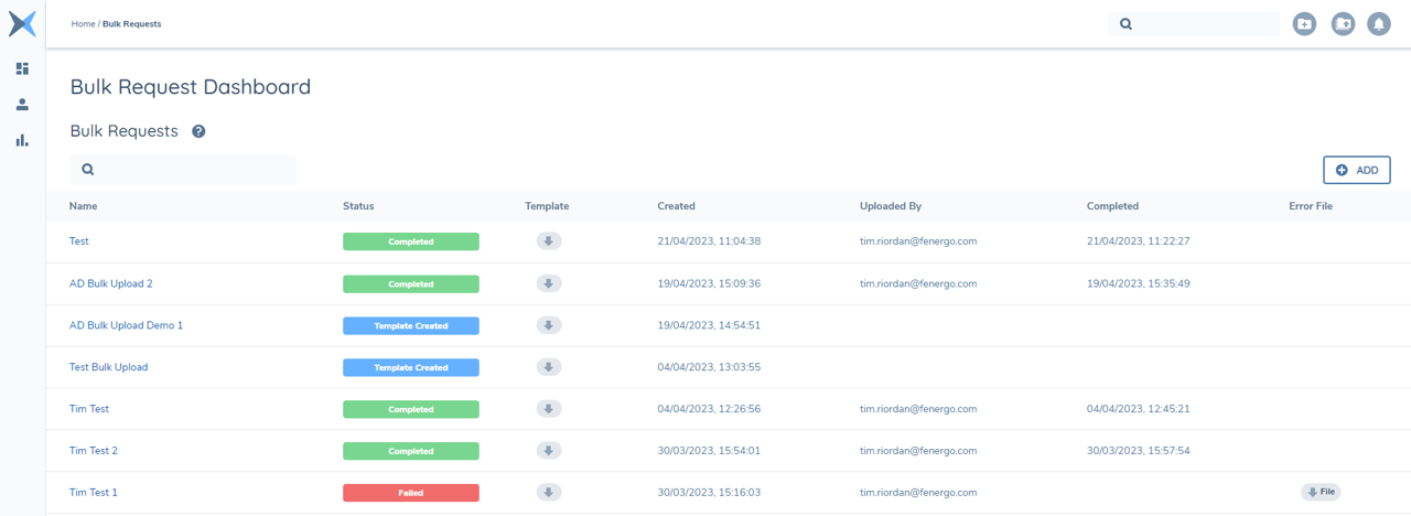 Bulk Requests Dashboard