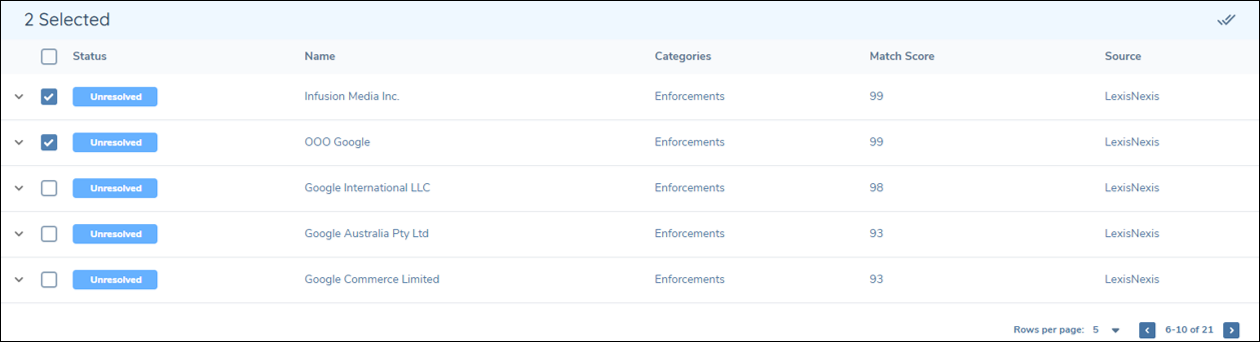 Bulk Match Resolution - Multi-Select Checkbox