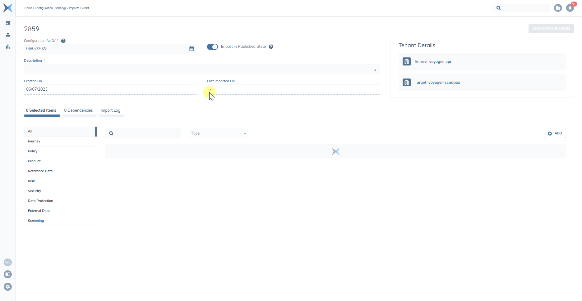Configuration Exchange Configuration As-Of