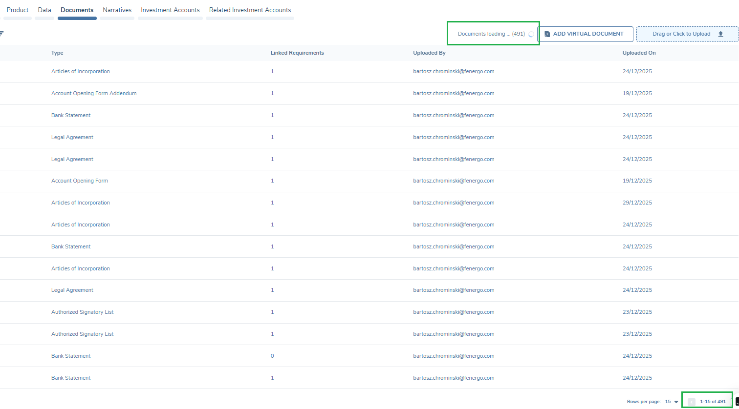 Document Tab Loading