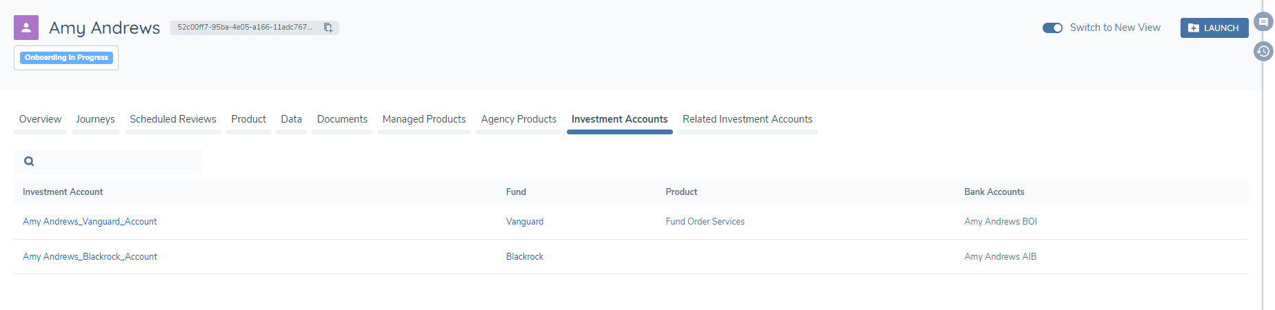 Investment Accounts Tab
