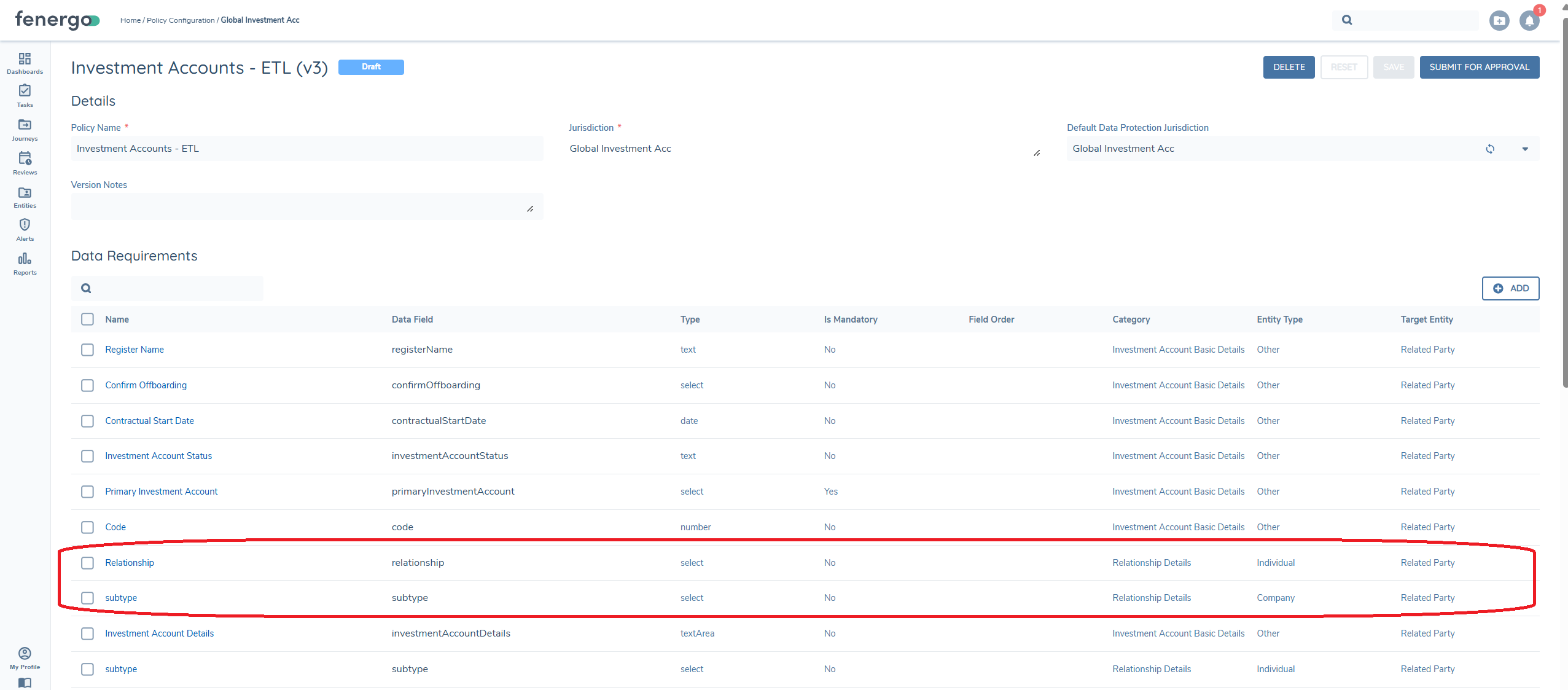 Association Policy Investment Account