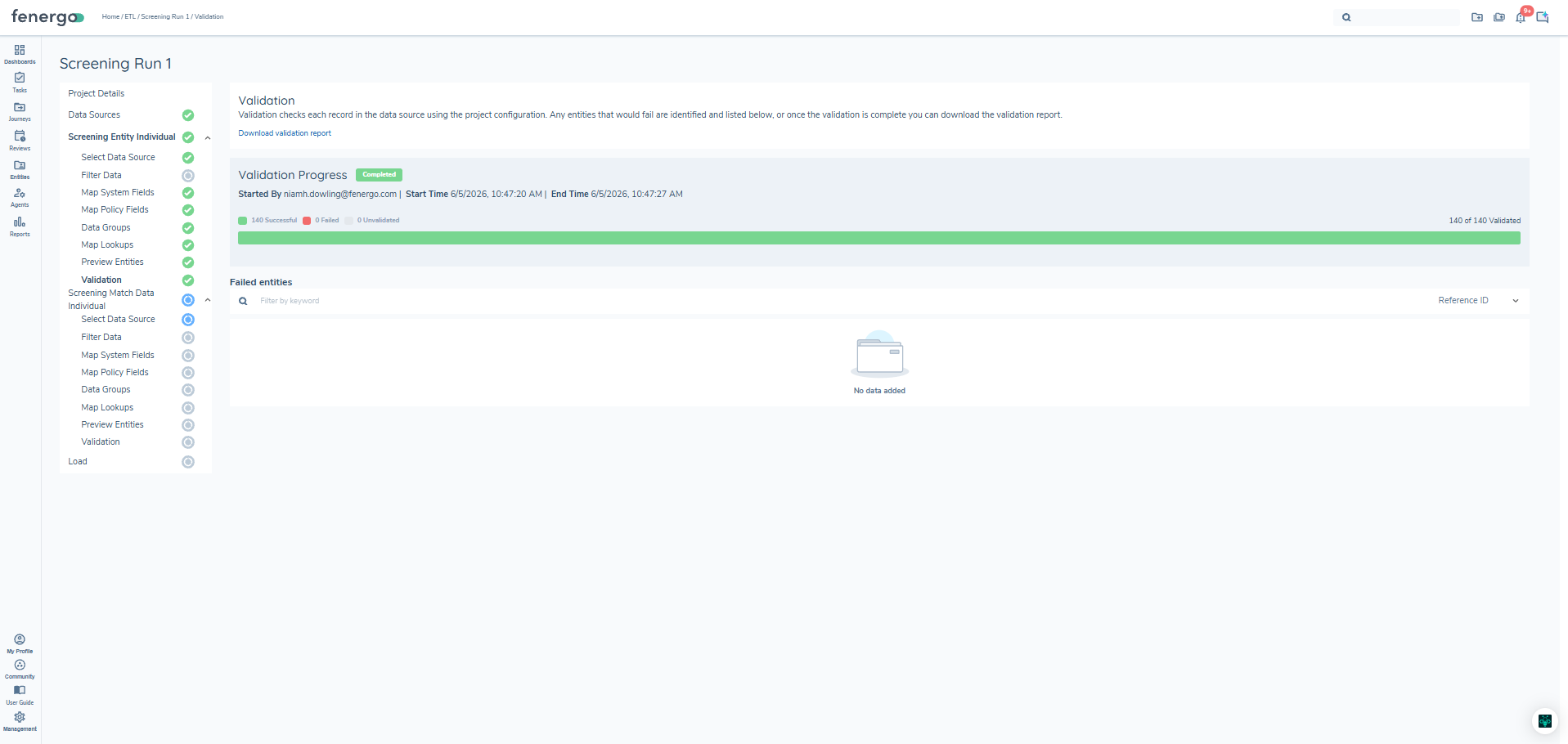 ETL Screening Validation