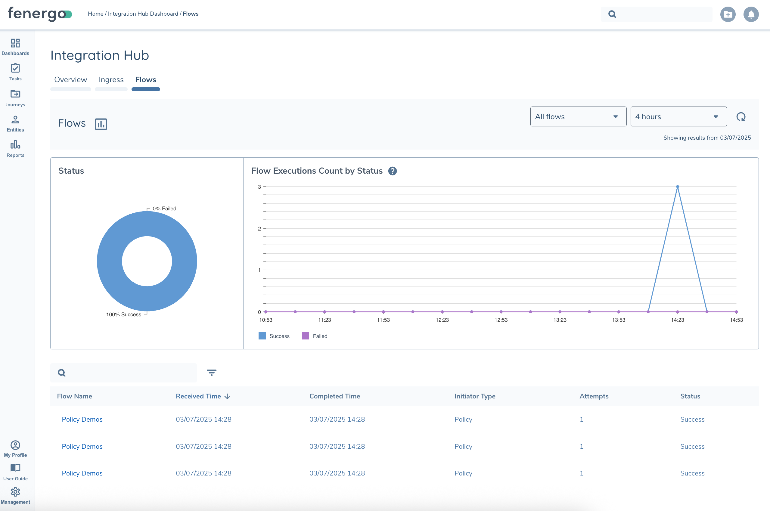 Flow Executions Summary