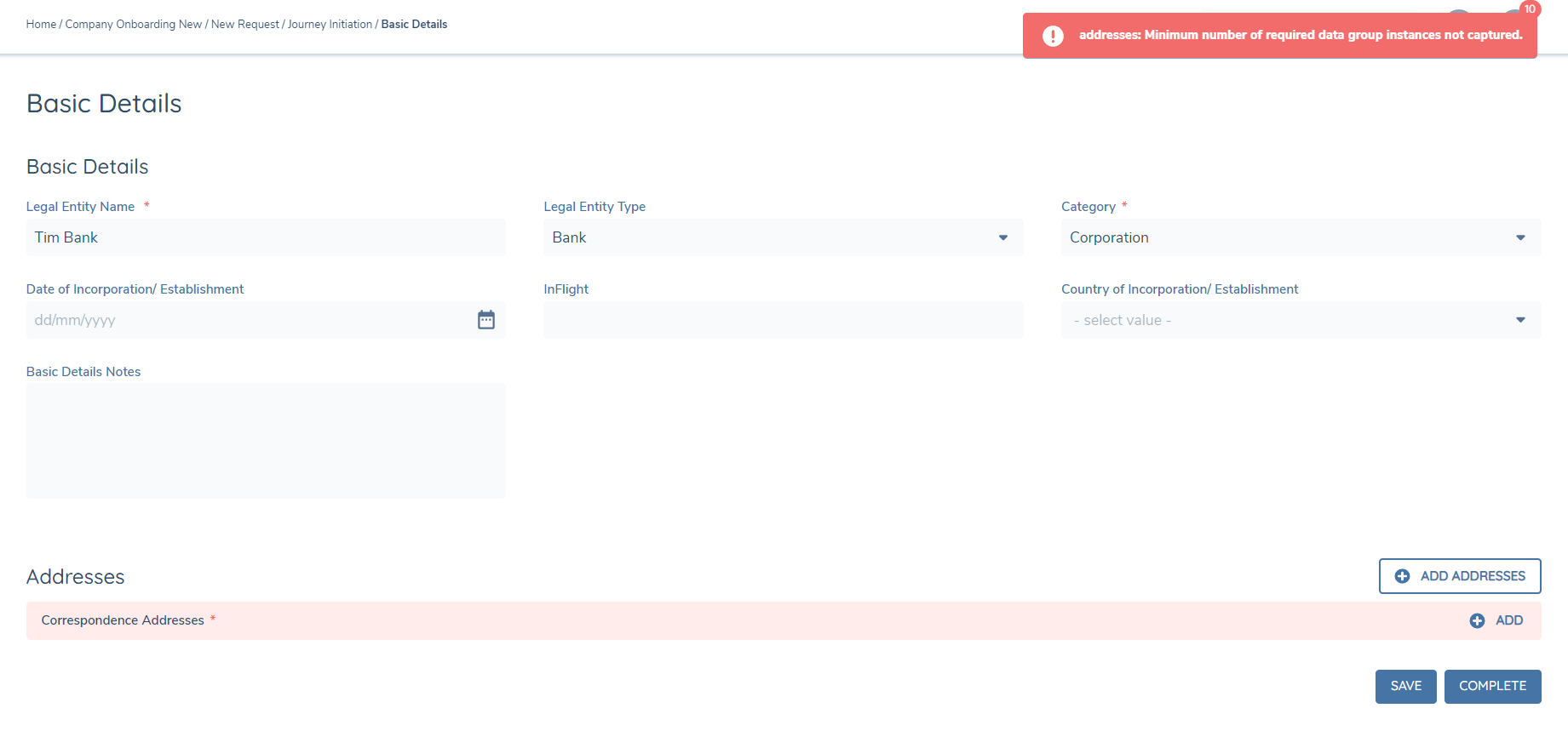 Minimum Validation Error