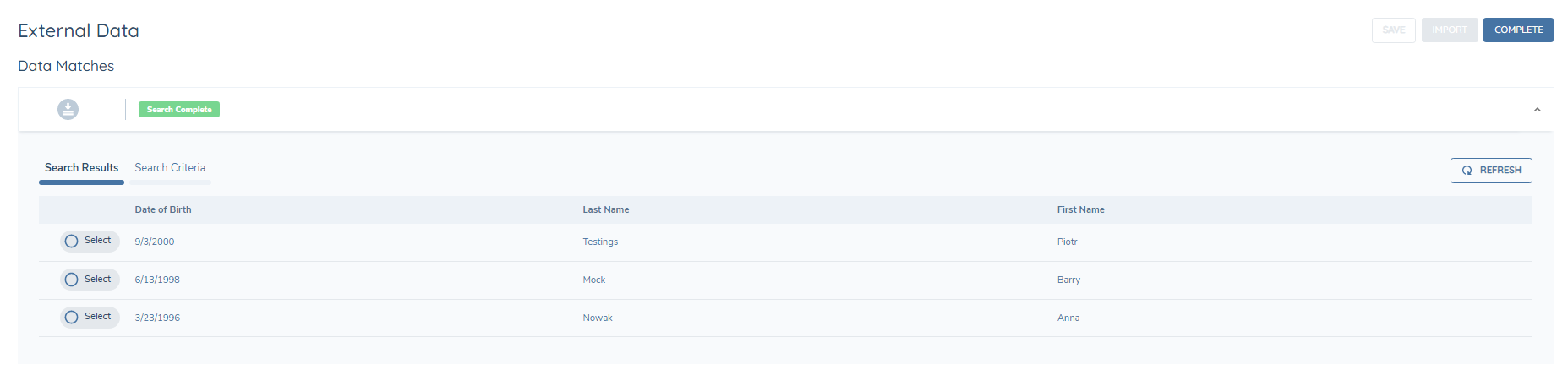 Individual Search Results