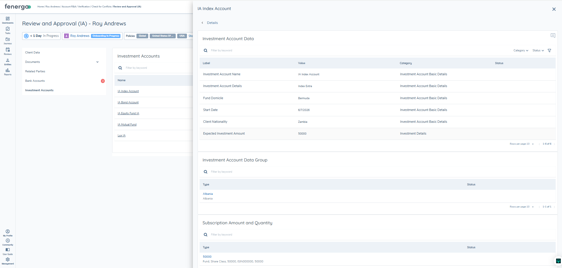 Investment Account Details View