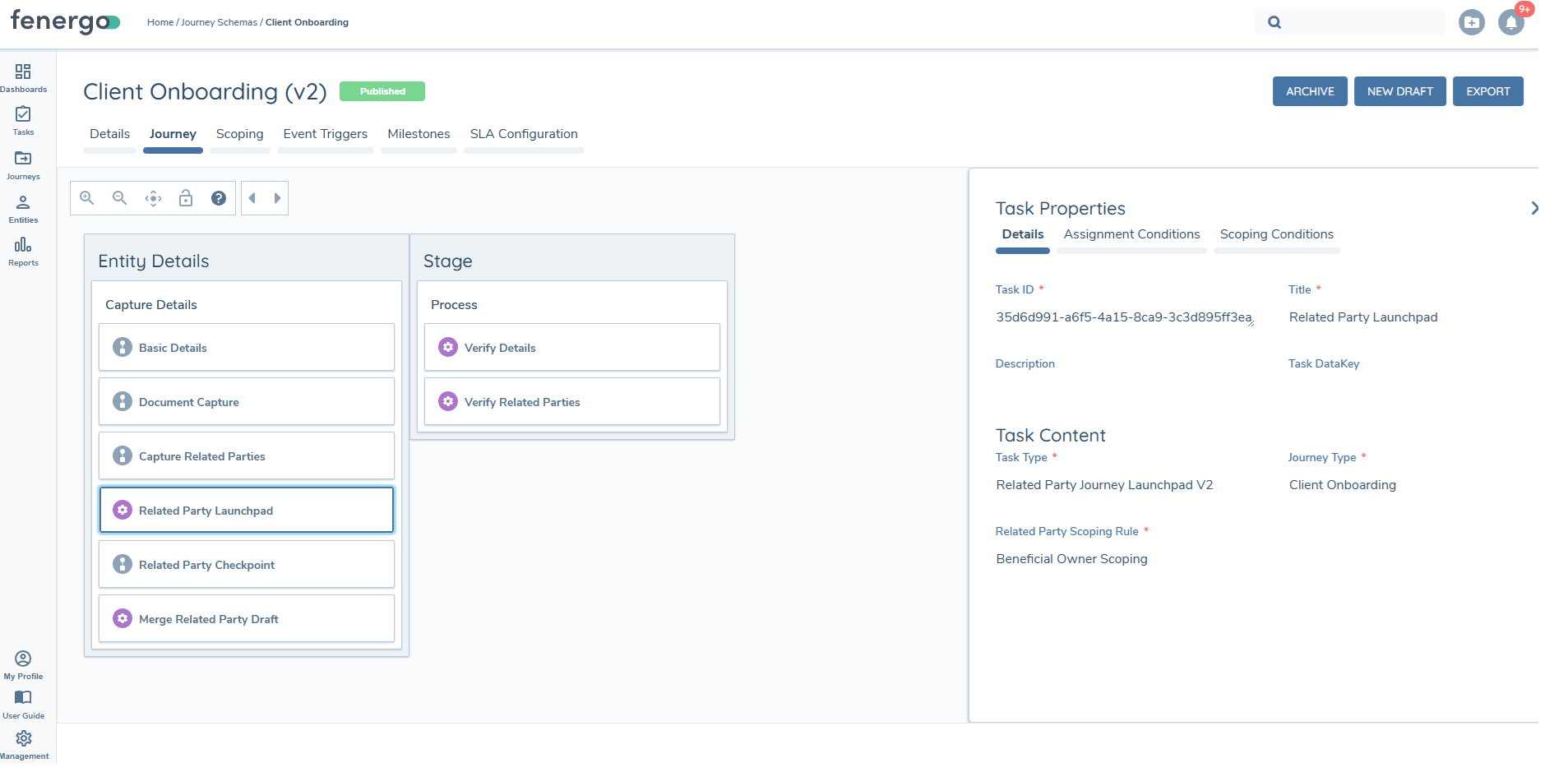 Journey configuration for scoping rule