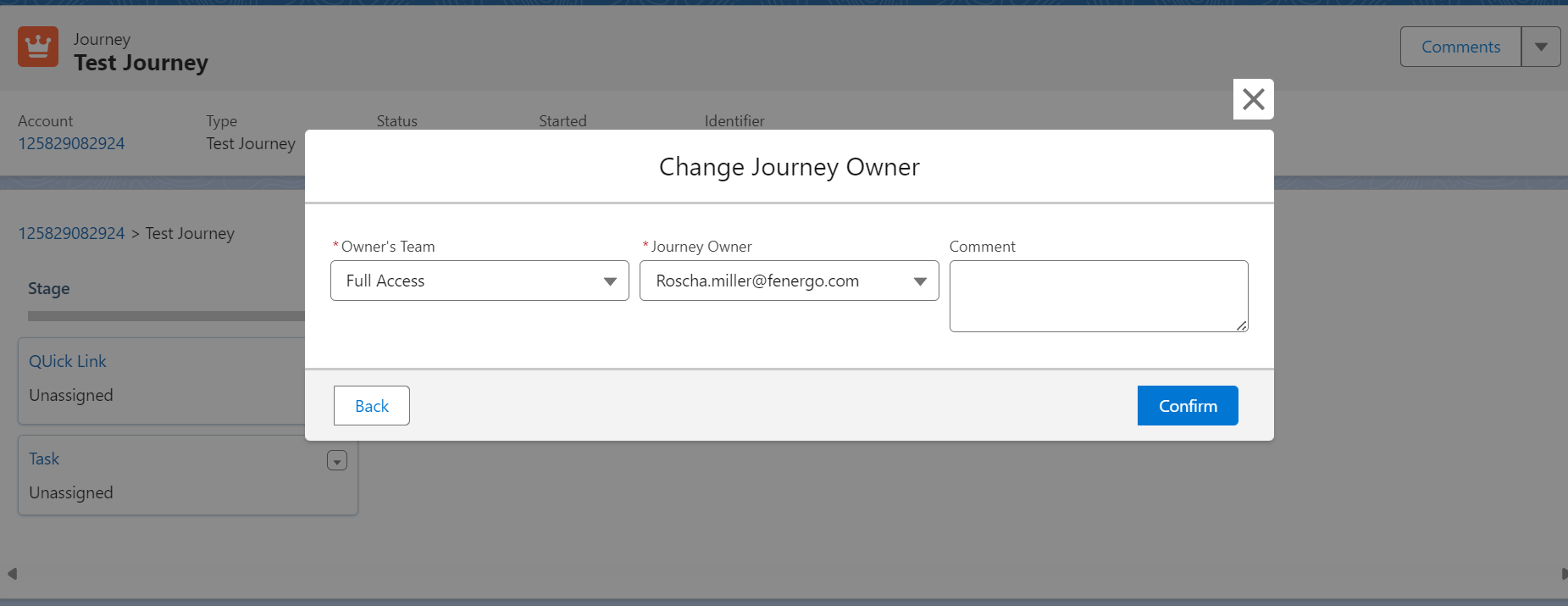 Journey Owner Modal