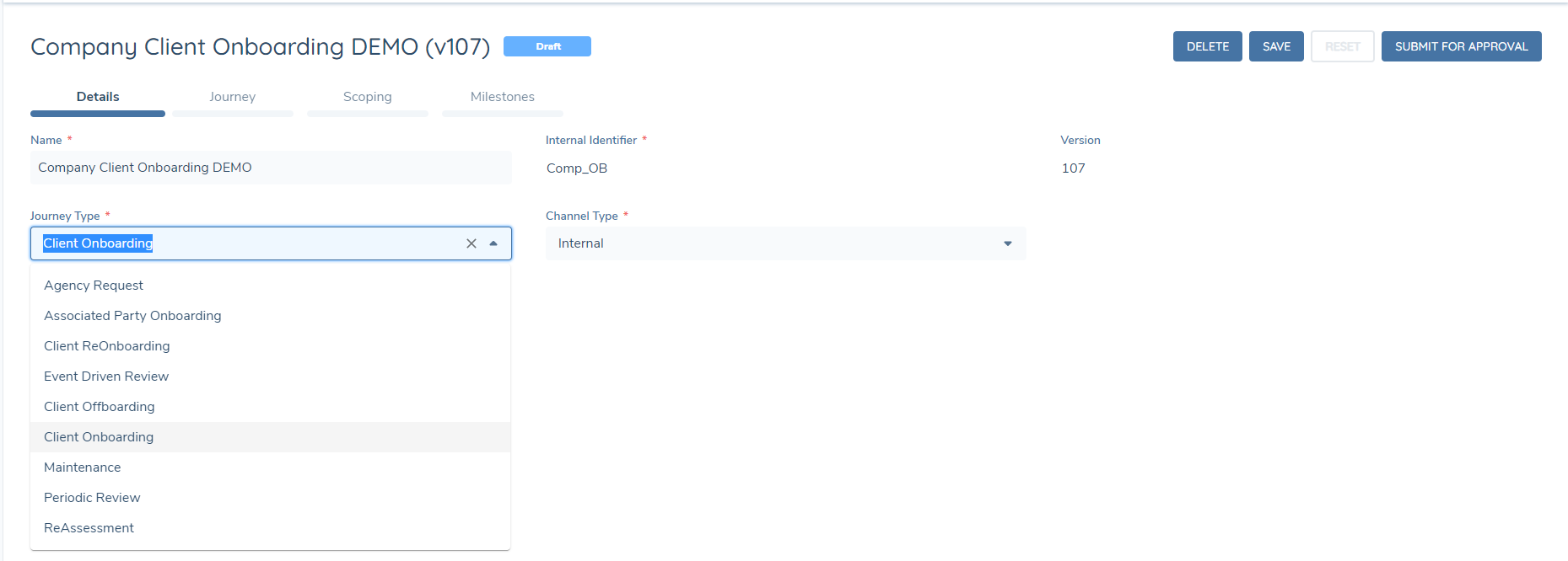 Editable Journey Type