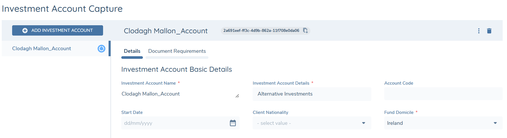 Investment Account Details