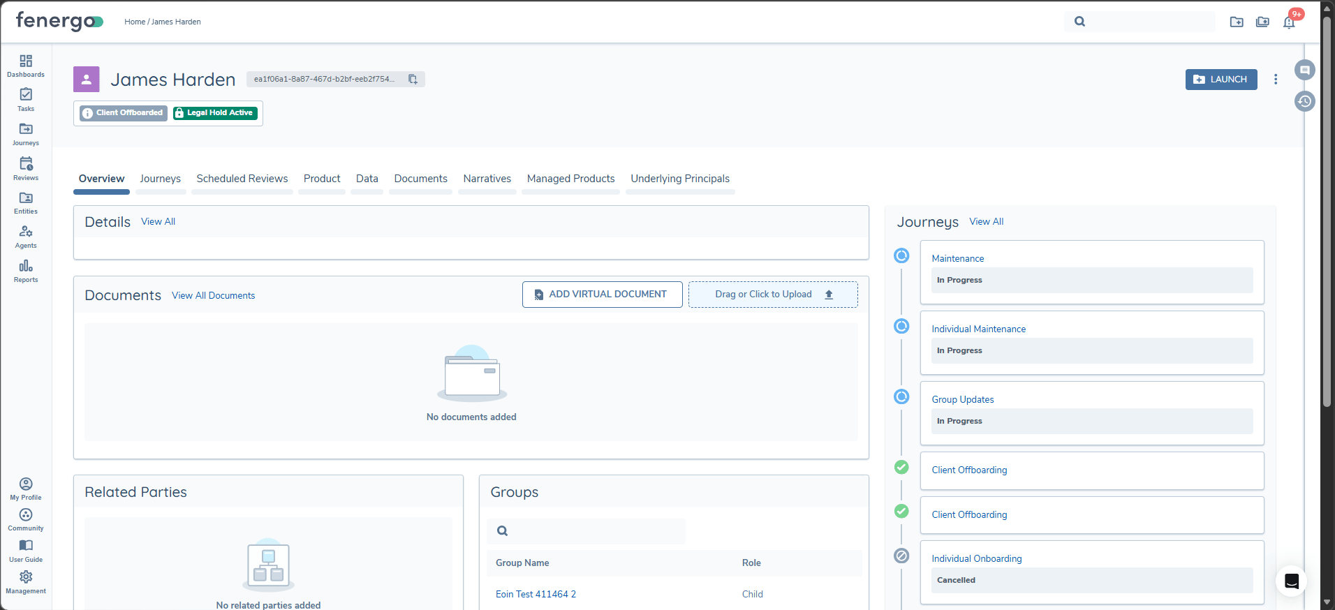 View Legal Hold modal