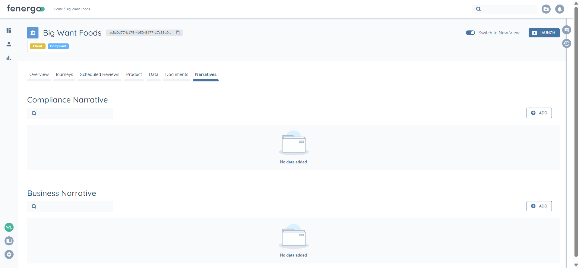 Narratives tab on EPP