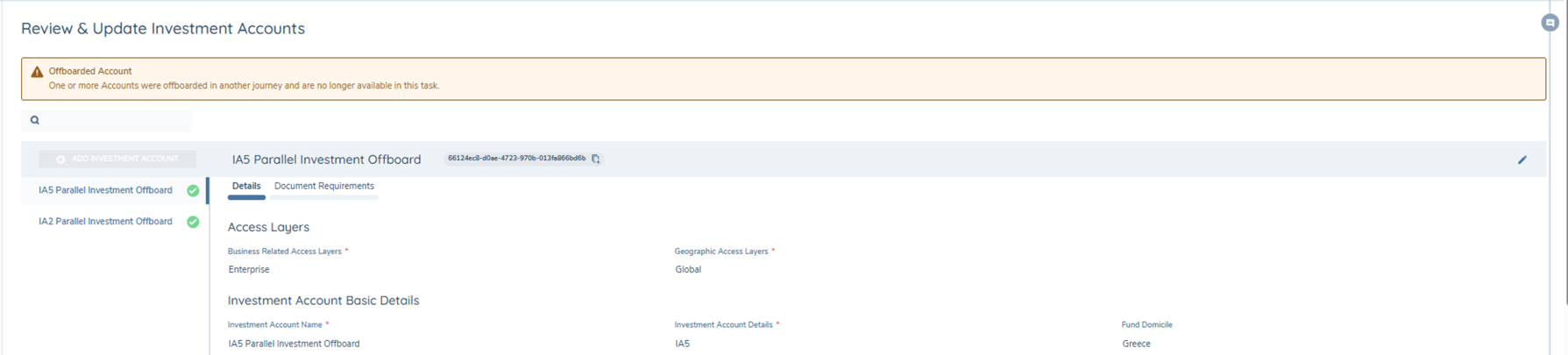 Investment Account Offboarding - After Save