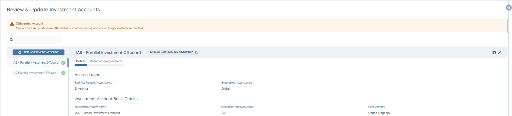 Investment Account Offboarding - No Draft Exists
