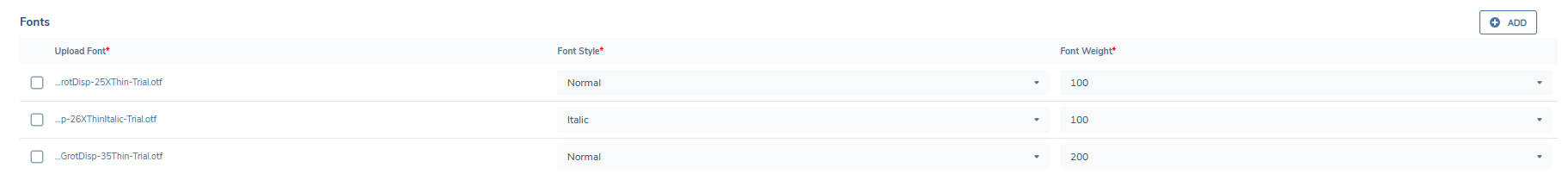 Fonts Section