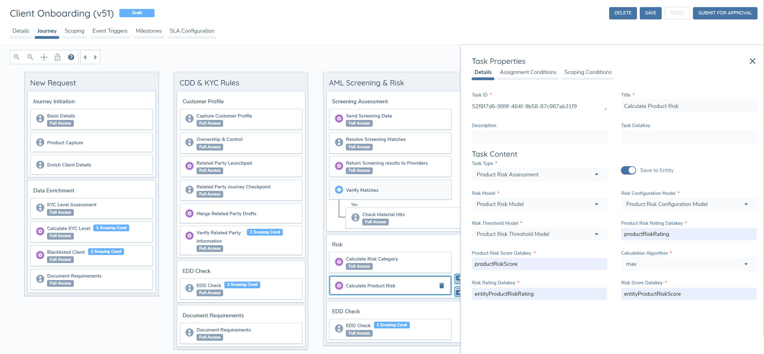 Product Risk Task Configuration