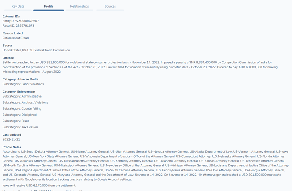 Screening Results - Profile