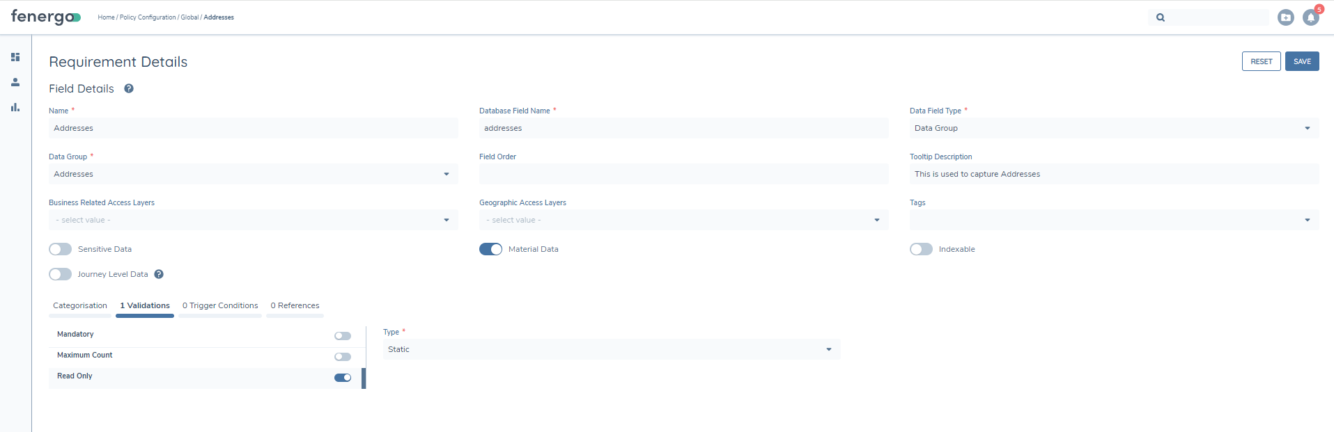 Read Only Data Groups