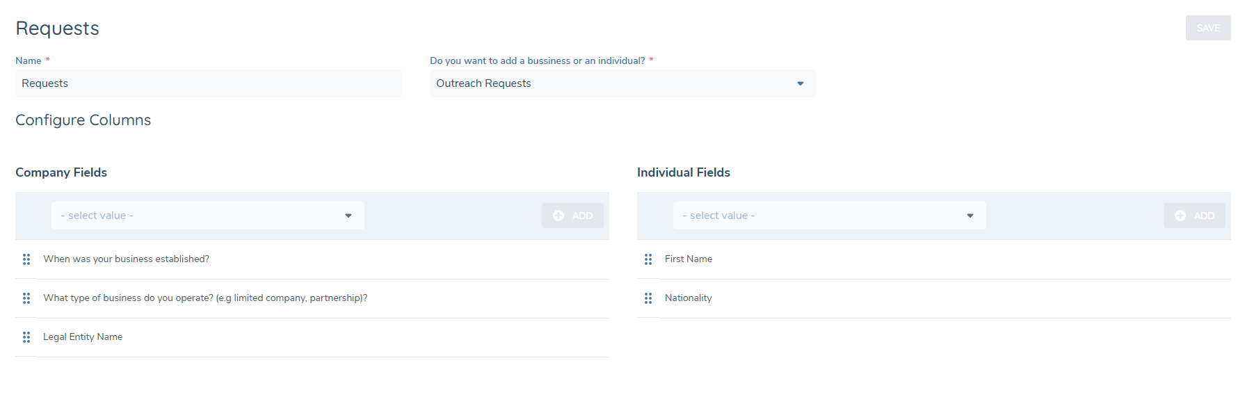 Configuring Requests Dashboard
