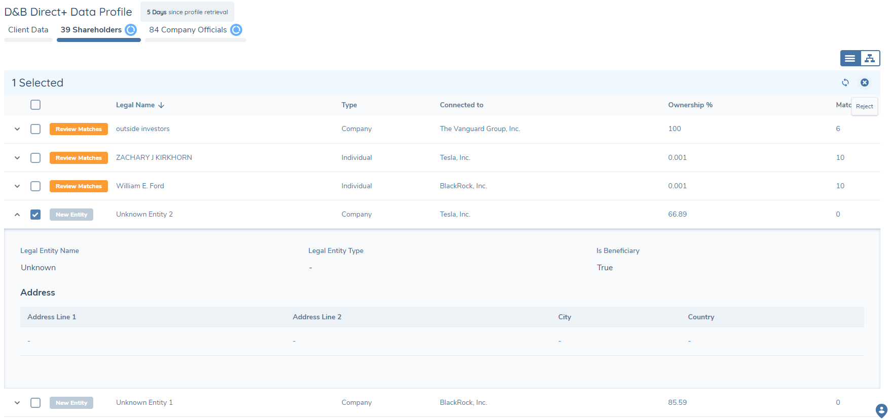 Resolve Unknown Entities