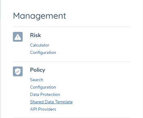 Shared Data Template Domain in Policy