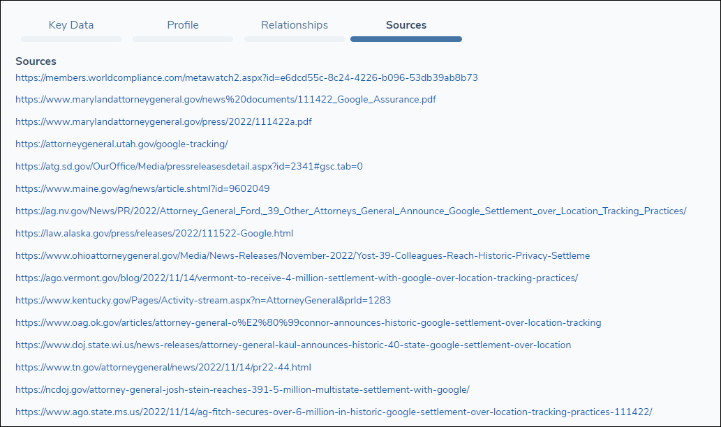 Screening Results - Sources