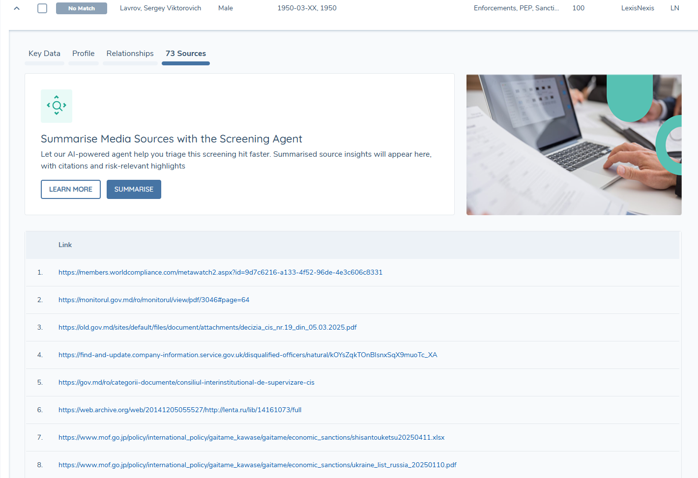 Sources Summarisation