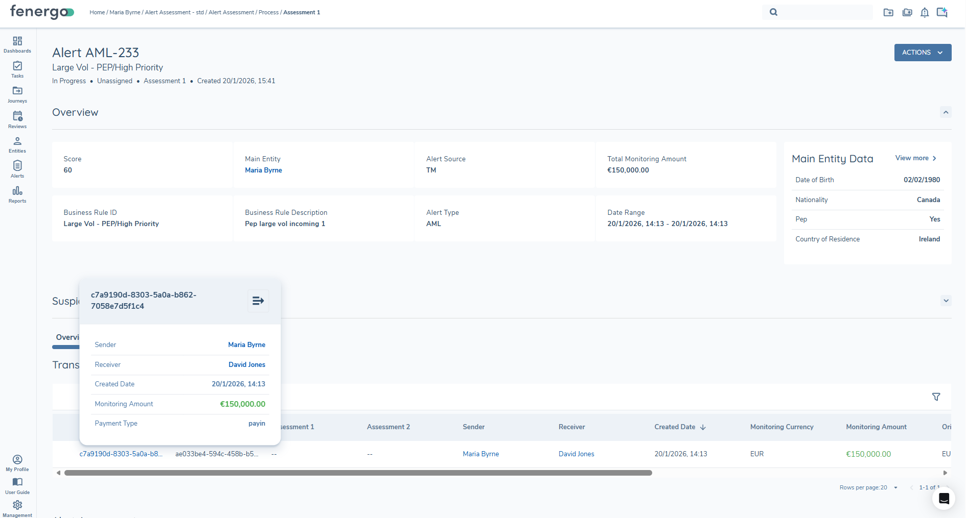 Transaction Details Popover