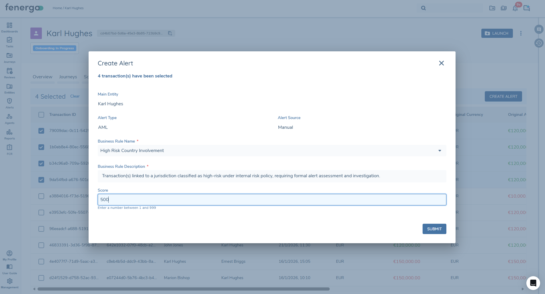 Transactional Manual Alert Modal