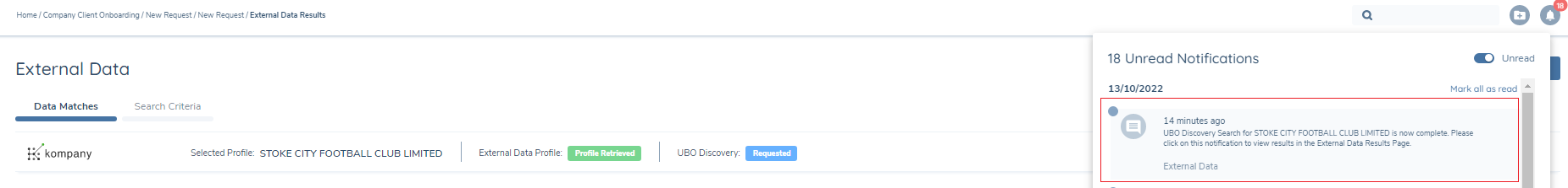 UBO Discovery Notifications