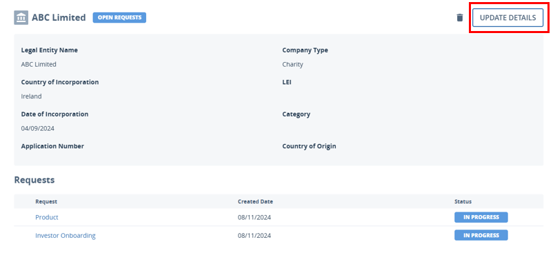 Update Details Button