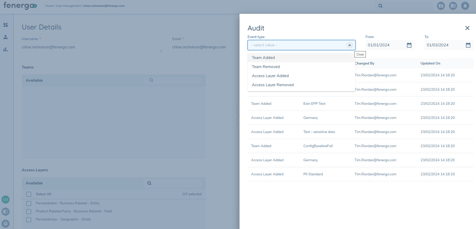 User Management Filters