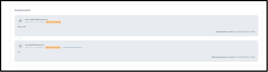 Previous alert Assessment