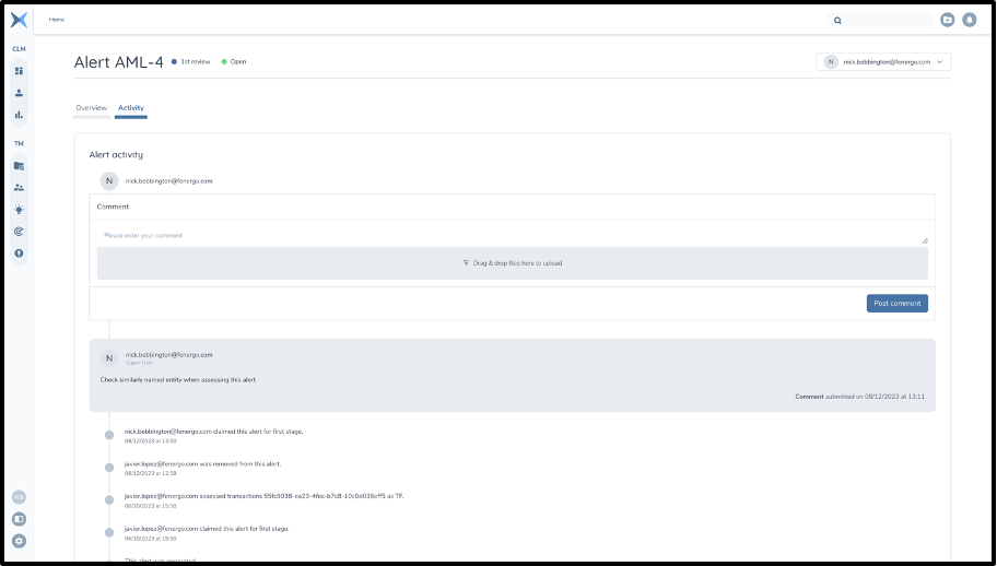Alert activity trail