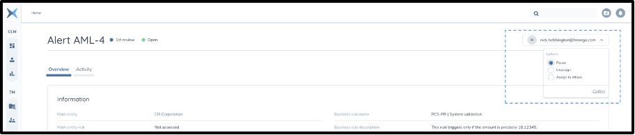 Alert activity trail