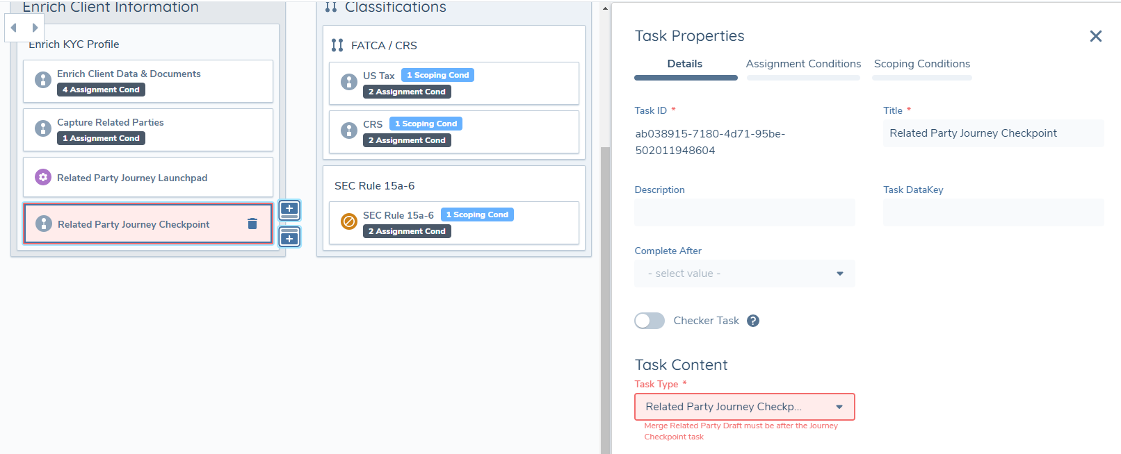 Validation Message for Verify Related Party Associations V2 Task